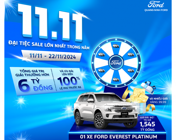 Cơ Hội Vàng Từ Quảng Ninh Ford Trong Đại Tiệc Sale 11.11 - Giảm Đến 100% Lệ Phí Trước Bạ!