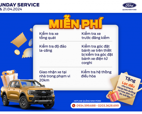 Dịch Vụ Bảo Dưỡng Xe Chuyên Nghiệp tại Quảng Ninh Ford: Chủ Nhật Vàng - Ưu Đãi Hấp Dẫn!