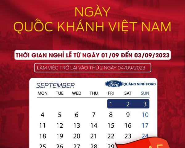 Quảng Ninh Ford Thống báo nghỉ lễ 2.09