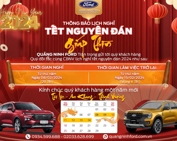 THÔNG BÁO LỊCH NGHỈ TẾT NGUYÊN ĐÁN 2024